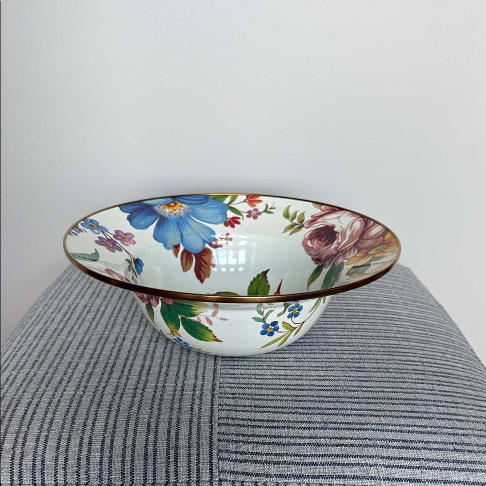 MacKenzie-Childs White Flower Market Serving Bowl